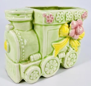 Porta baratijas vintage tren jardinera Rubens original verde pastel Japón - Imagen 1 de 10