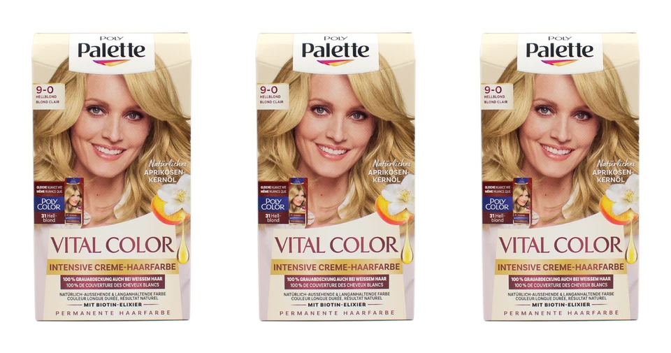3x Poly Palette Vital Color Intensive Creme-Haarfarbe 9-0 Hellblond EA802511 - Bild 1 von 1