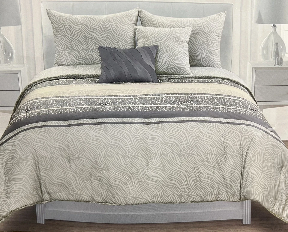 JUEGO FUNDA NÓRDICA MAX STUDIO GRIS ANIMAL PRINT KING CON FUNDAS Foto 1 de 1