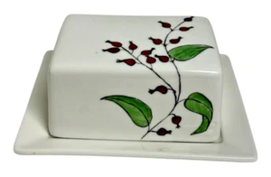 Maxwell and Williams White Basics Porcelain Mini Butter Dish Lid Hand Painted - Picture 1 of 10
