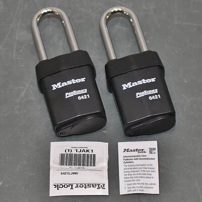 CORELESS - (2) Master Lock Padlock 6421LJWO, SCFI, 5/16" Shackle OD, NO KEYS - Image 1 of 4