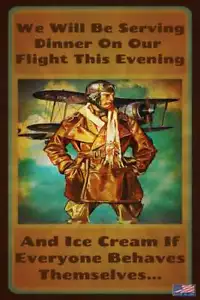 PILOT ICE CREAM METAL SIGN 8X12 MADE IN USA! AIRLINE HANGAR MILE HIGH CLUB HUMOR - Picture 1 of 1