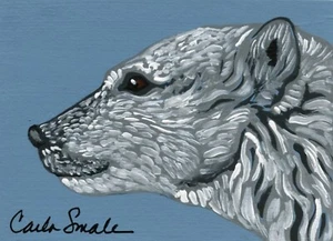 Pintura Original Miniatura ACEO ATC Oso Polar 2 Arte Vida Silvestre -C. Pequeño - Imagen 1 de 2