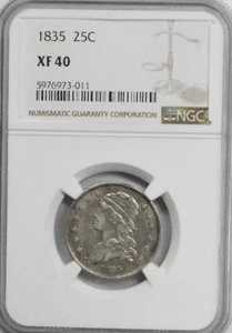 1835 25c Capped Bust Silver Quarter Dollar NGC XF40 Philadelphia - Picture 1 of 2