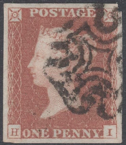 1841 SG8 1d RED BROWN PLATE 22 VERY FINE USED 4 MARGIN MALTESE CROSS MIS IMP HI - Picture 1 of 2