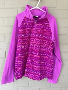 Columbia Girls Lightweight Fleece Size M Medium 10/12 Pink Pattern Half Zip - Picture 1 of 4