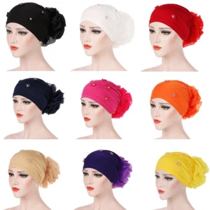 Cappello chemio musulmano donna grande fiore cancro copertura perdita capelli testa sciarpa turbante berretto - Foto 1 di 35