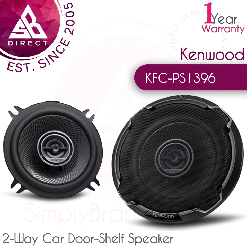 Kenwood KFC-PS1396 5.25" 2-Way Car Door-Shelf Speaker│75W RMS│Flush Mount│Black - Image 1 of 4