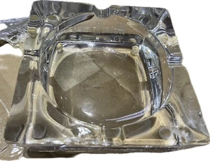 VTG Marlboro HEAVY Clear Etched Glass 6x6 Ashtray A Few Small Chips See Pics EUC - Picture 1 of 5