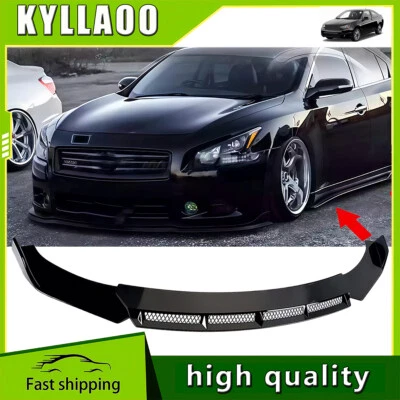 Front Bumper Lip Spoiler Splitter Kit Glossy Black For Nissan Maxima 2010-2023 - Image 1 of 4
