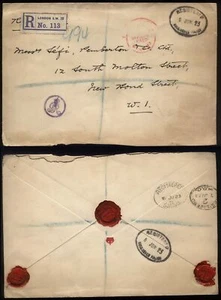 1923 BUCKINGHAM PALACE Einschreiben Post GV nach Sefi, Pemberton & Co, BRIEFMARKENHÄNDLER - Bild 1 von 1