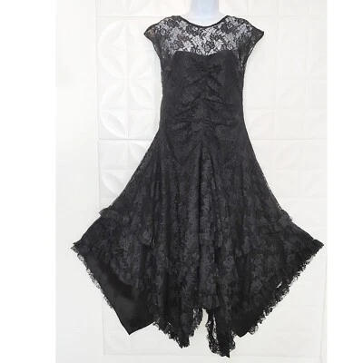 Vestido de renda preto vintage anos 80-90 Fredericks Hollywood lenço formatura gótica G - Imagem 1 de 4