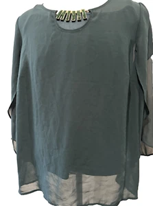 ALYX dark Green Size 1X stylish and versatile Blouse - Picture 1 of 8