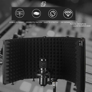 Microphone Isolation Shield, 5 Panel Sound Shield with Pop Filter and Tripod ... - Picture 1 of 1