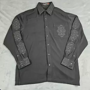 Prestige Shirt Men's Extra Large Black Beaded Medallion Embroidery Royal Luxury - Picture 1 of 12