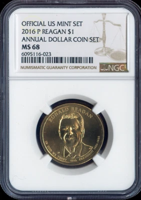 2016-P Ronald Reagan Dollar NGC MS68 Annual - 40th U.S President - Image 1 of 2