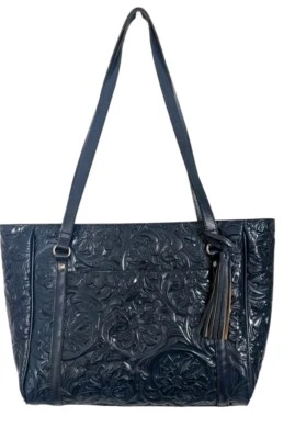 Patricia Nash Mariella Tooled Leather Tote Bag - Cerulean Blue-NWT-$229.95 - Image 1 of 4