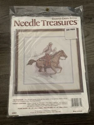 Kit de punto de cruz contado - #02661 The Roundup - Tesoros de aguja de 14" x 14" Foto 1 de 4