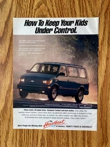 Pubblicità rivista vintage Chevy Astro Van 1991, battito cardiaco d'America, Chevrolet - Foto 1 di 2