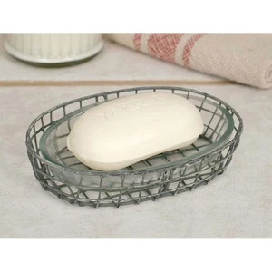 Oval Metal Soap Dish with Glass Liner - Picture 1 of 1