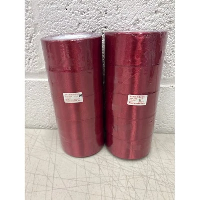 Paquete de 10 rollos de cinta satinada roja de 1-1/2 pulgadas x 25 yardas cada rollo. Poliéster Foto 1 de 4