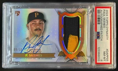 Parche automático novato Topps Dynasty Paul Skenes 2024 RC #9/10 Pirates PSA 8 Foto 1 de 2