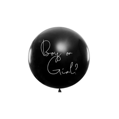 Palloncino Gigante nero baby shower con Coriandoli Azzurri per Gender Reveal Par - Immagine 1 di 4