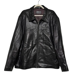 Alfani Herren Schwarz Lederjacke Mantel Gr. XL Klassisch Herbst Freizeit Streetwear - Bild 1 von 13