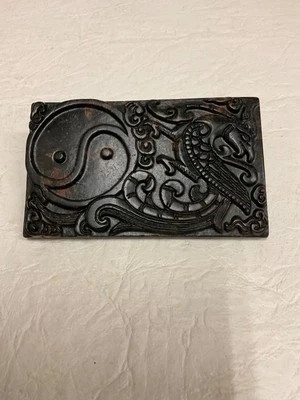 Винтажные китайские нефритовые чернила камень птица феникс и иньян - Изображение 1 из 4