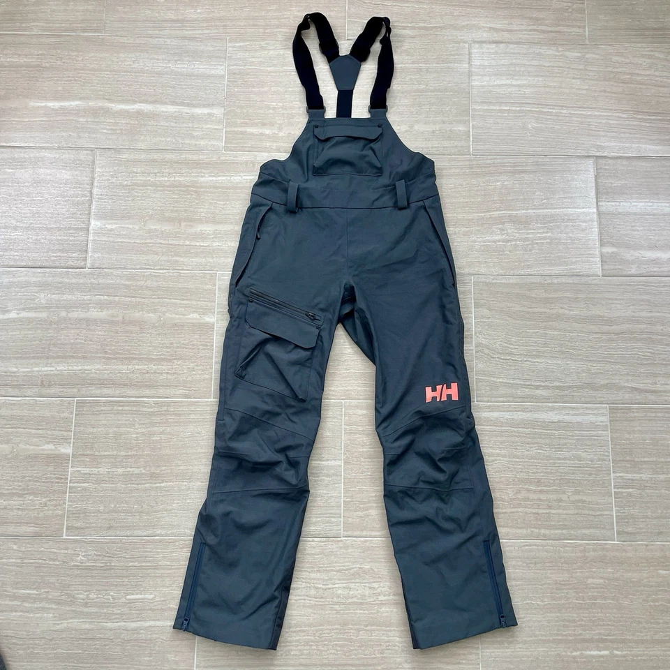 Women’s Size Medium Helly Hansen ULLR  Ski Snow Bib W/ RECCO Tech Gray Pink EUC - Image 1 of 4