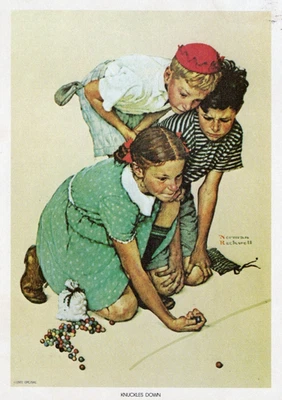 Arte vintage Norman Rockwell 2 estampas juntas Golden Days 5x7 americana - Imagem 1 de 4
