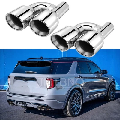 Двойной 2,5-дюймовый впускной патрубок 4-дюймовый выпускной патрубок с четырьмя выпускными наконечниками из нержавеющей стали для Ford Explorer ST - Изображение 1 из 4
