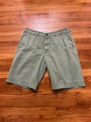 Pantalones Cortos Hombre Merona Talla 34 Verde Chino Algodón Frente Plano Foto 1 de 3