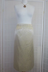 Roman Originals Skirt Size 18 Ivory Floral Jacquard Straight Midi Lined - Picture 1 of 9