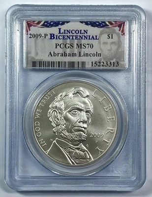2009-P $1 LINCOLN BICENTENNIAL PROOF SILVER DOLLAR PCGS MS70 DCAM - Image 1 of 4