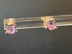 GG 375 Gelbgold 9 kt Ohrstecker Ohrringe Gewicht ca 0,89 Gramm Amethyst ca 5 mm - Bild 1 von 9
