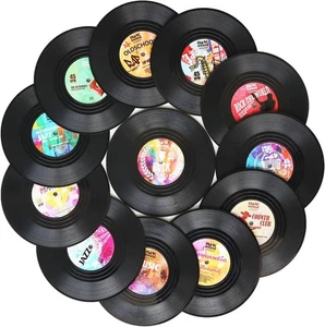 Divertenti Sottobicchieri Retro Record per Bevande con Porta Lettore Vinile Colorati - Foto 1 di 7