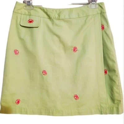 Kate Hill хлопок зеленый розовый вышитый искусственный надежном опрятный skort мини юбка 8P новый с Ярлыками - Изображение 1 из 4