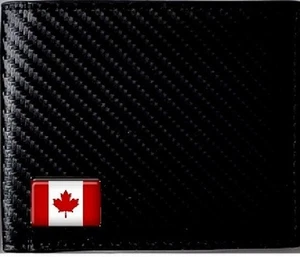 CANADA CARBON FIBER & PLAIN FAUX LEATHER WALLET - Picture 1 of 5