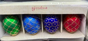Glass Decorative Eggs Formalities Imperial by Baum Bros. Box of 4 - Vintage - Picture 1 of 8