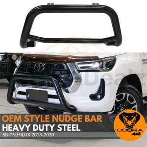 Black Stainless Steel Nudge Bar Bull OEM STYLE Front suits Hilux 2015-2020 - Picture 1 of 11