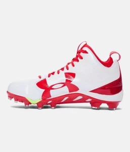 Botines de fútbol americano Under Armour 1269740-161 para hombre talla 11,5 columna vertebral feroz MC blancos rojos - Imagen 1 de 5