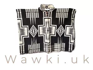 Alpaca poncho geometric cross design from Andes of Ecuador - Picture 1 of 4