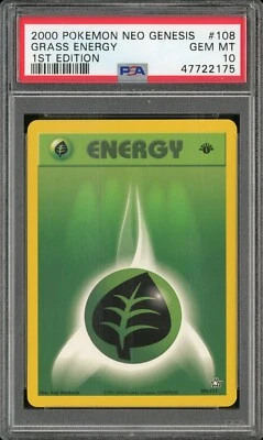 2000 Pokemon Neo Genesis 1st Edition #108 Grass Energy PSA 10 Gem Mint - Image 1 of 2