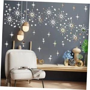 Star Wall Decals Acrylic Mirror Wall Stickers Peel and Stick Silver Mirror Star - Picture 1 of 8