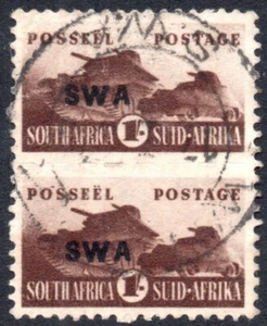South West Africa 1943-4 1s brown, SHIFTED OVERPRINT, SG.130d, fine used - Picture 1 of 1