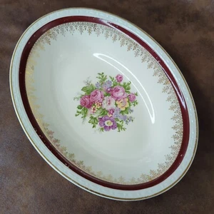 Homer Laughlin Vegetable Serving Bowl Eggshell Georgian Floral Gilded Vintage - Picture 1 of 7