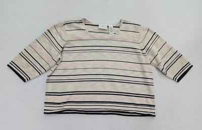 Suéter recortado a rayas beige Liz Claiborne para mujer talla 1P 1XP Foto 1 de 4