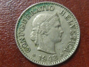 1943-B Five (5) Rappen Swiss Coin - Picture 1 of 6