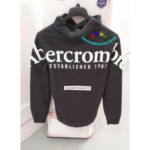 ABERCROMBIE & FITCH MENS EXPLODED LOGO HOODIE SWEATSHIRTS BLACK SIZE MEDIUM - Picture 1 of 8